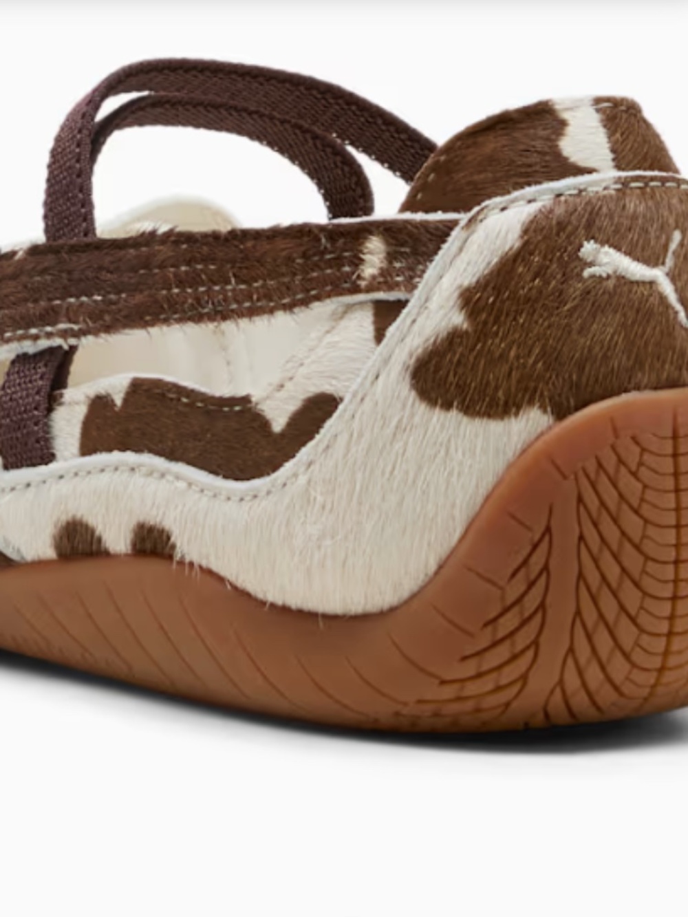 Puma Speedcat Brown and Cream Cow Print Ballet Flats - Picture 5 of 8